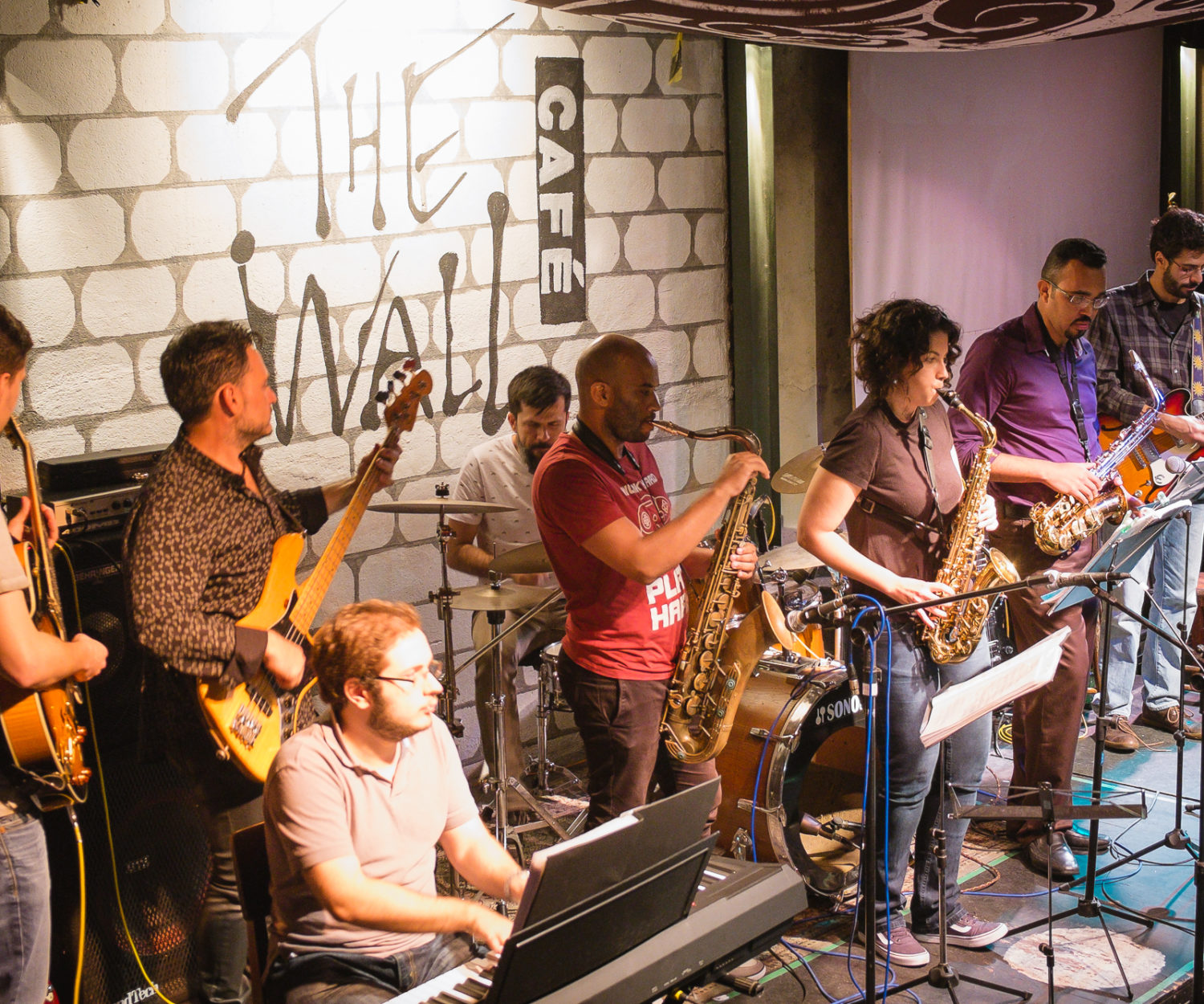 Nosso octeto em ação, em 2017: Thiago Ceconi, Luciano Vieira, André Zappalenti, eu, André Rosa, Carol Balbi, Felipe Oliveira e Pedro Almeida.